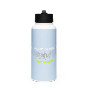 Stainless steel water bottle with a straw lid "PLAY HARD, WIN EASY 2"