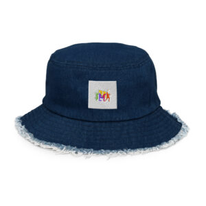 Distressed denim bucket hat
